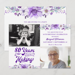 Invitation Anniversaire Fleurs Violettes DES ANNÉES DE TRAVAI