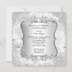 Invitation Anniversaire Flocon de Neige Argenté Merveilleux H