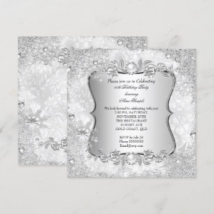 Invitation Anniversaire Flocon de Neige Argenté Merveilleux H