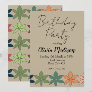 Invitation Anniversaire floral coloré