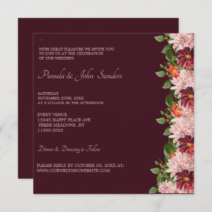 Invitation Anniversaire floral de Bourgogne Anniversaire