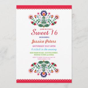 Invitation Anniversaire floral de Mexicain de fiesta de
