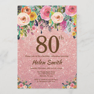 Invitation Anniversaire floral d'or de rose rose de parties