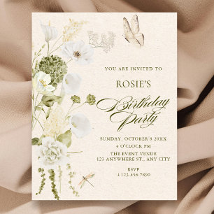 Invitation Anniversaire floral élégant