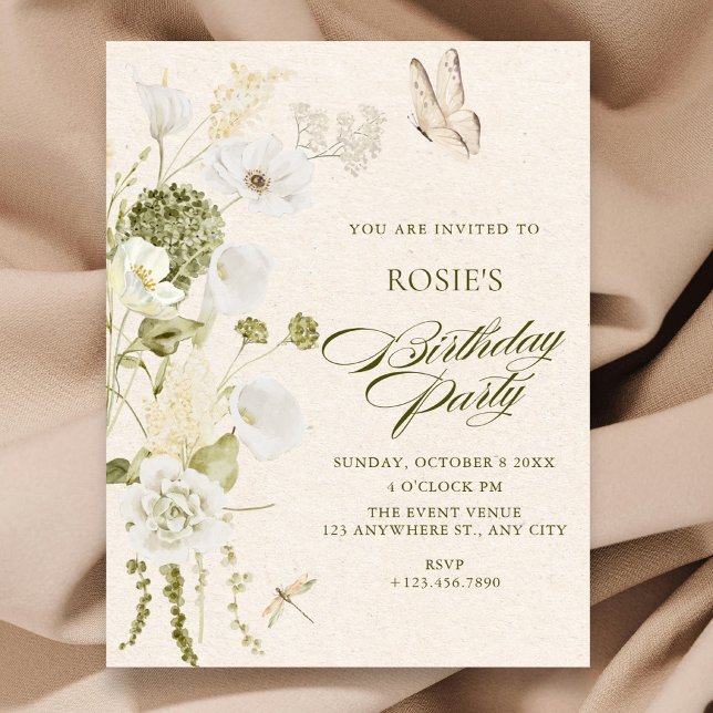 Invitation Anniversaire floral élégant (Créateur téléchargé)