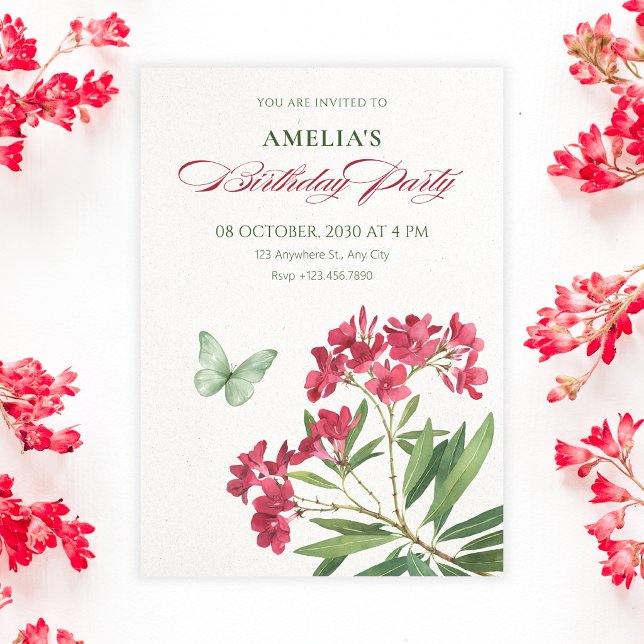 Invitation Anniversaire floral esthétique (Créateur téléchargé)