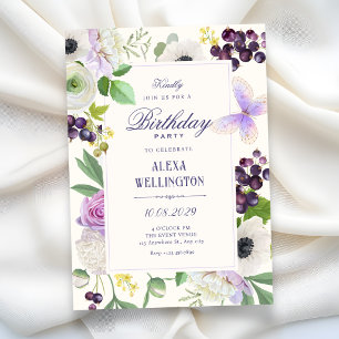 Invitation Anniversaire floral esthétique