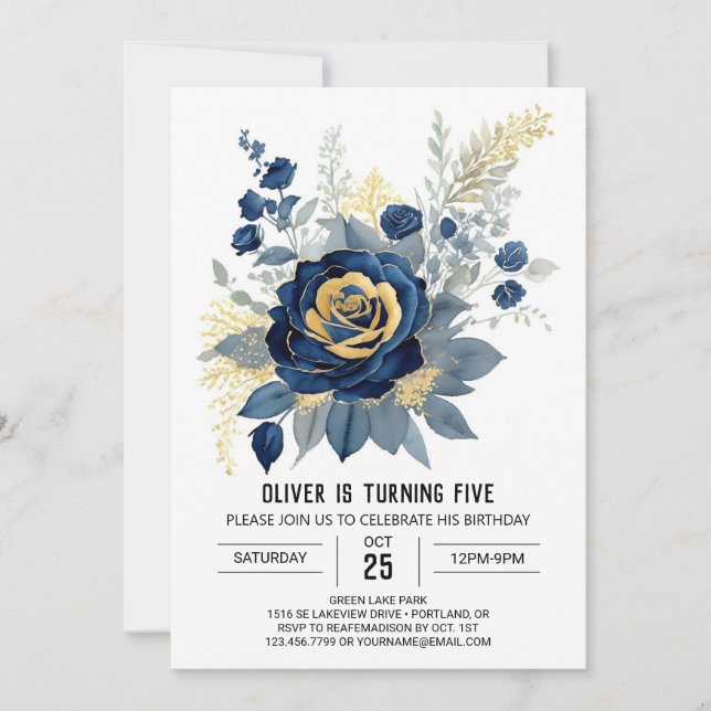 Invitation Anniversaire Floral Fleur sauvage numérique (Devant)