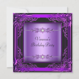 Invitation Anniversaire Floral Purple Diamond Image