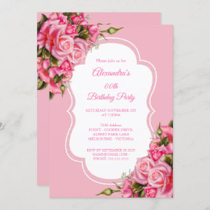 Invitation Anniversaire Floral Rose Roses Bouquet