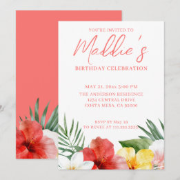 Invitation Anniversaire Floral Tropical
