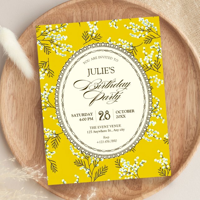 Invitation Anniversaire floral vintage (Créateur téléchargé)