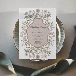 Invitation Anniversaire floral vintage