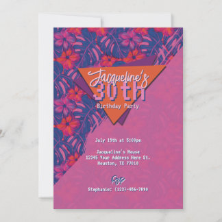 Invitation Anniversaire floral violet tropical