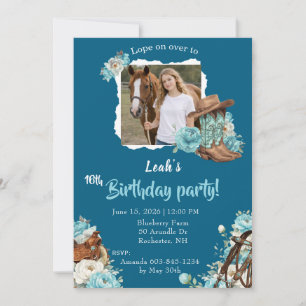 Invitation Anniversaire Florale de Cheval Occident