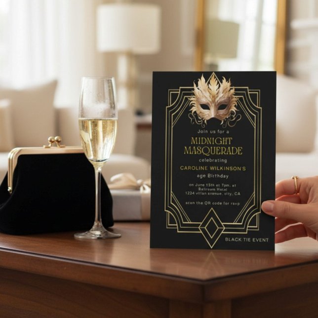 Invitation Anniversaire formel de Midnight Masquerade (Créateur téléchargé)