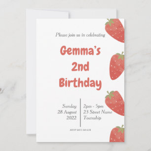 Invitation Anniversaire Fraise à pois