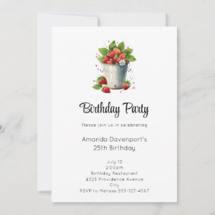 Invitation Anniversaire Fraises dans un Seau