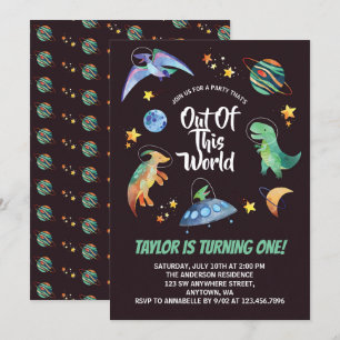 Invitation Anniversaire Galaxie Dinosaure Spatial Hors De Ce 