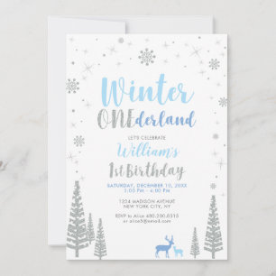 Invitation Anniversaire garçon 1 an Silver Winter onederland
