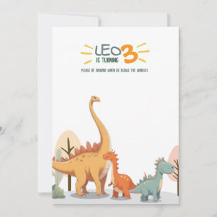 Invitation Anniversaire Garçon 3 Ans Dinosaure Minimaliste Mi