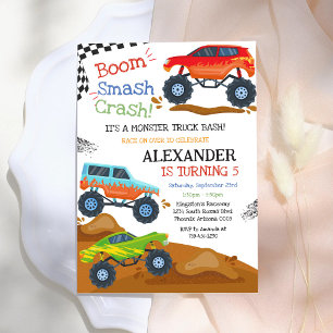 Invitation Anniversaire Garçon Bash Boom Smash Crash Monster 
