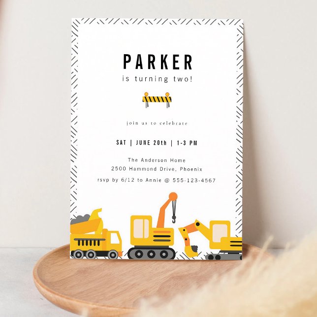 Invitation Anniversaire Garçon Camions de Construction (Créateur téléchargé)