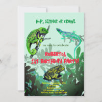 Anniversaire garçon chameleon, lézard, grenouille