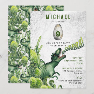 Invitation Anniversaire Garçon Dinosaure T-Rex Tout Âge