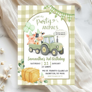 Invitation Anniversaire Garçon Ferme Verte Animaux de Fête