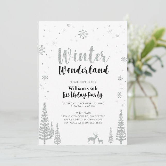 Invitation anniversaire garçon Hiver Merveilleux A (Debout devant)