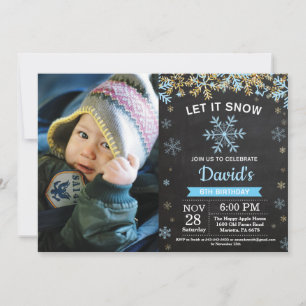Invitation Anniversaire Garçon Hiver Rustique Flocon de Neige