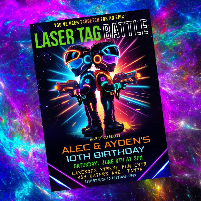 Invitation Anniversaire garçon laser tag (Créateur téléchargé)