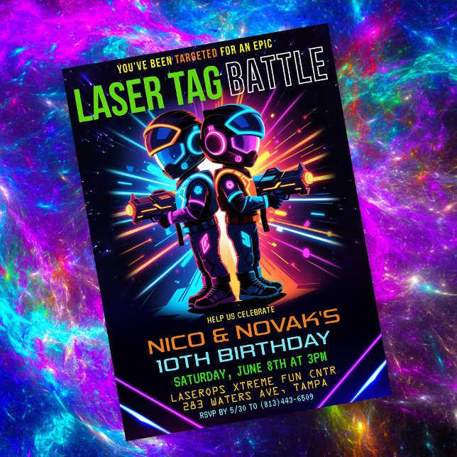 Invitation Anniversaire garçon laser tag (Créateur téléchargé)