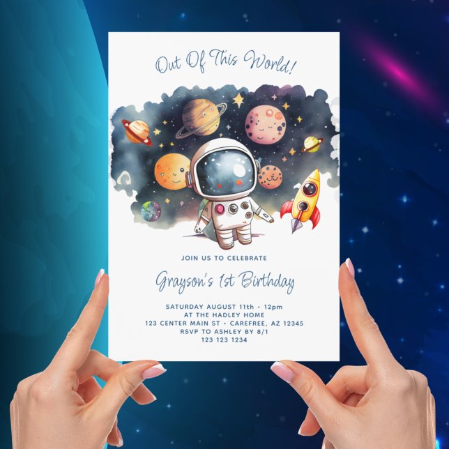 Invitation Anniversaire Garçon Planètes Espace Extraordinaire (Créateur téléchargé)