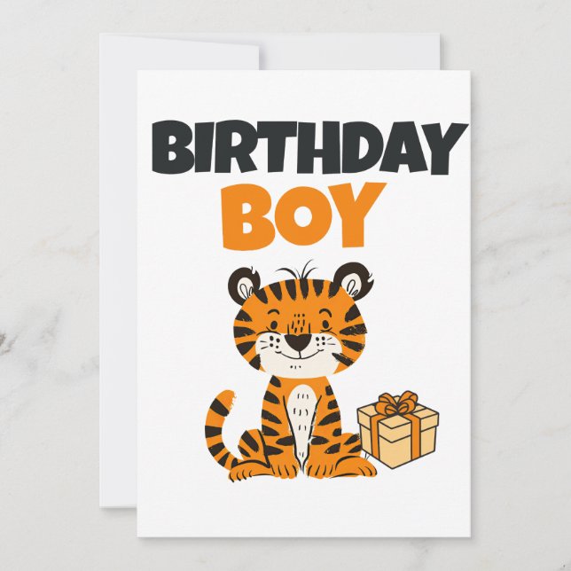 Invitation Anniversaire Garçon Tigre Modifiable (Devant)