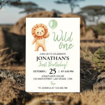 Anniversaire Garçons Ballon Lion Vert Sauge Wild O