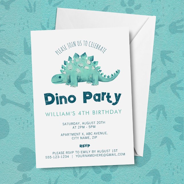 Invitation Anniversaire Garçons Dinosaure Stégosaure (Créateur téléchargé)
