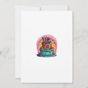 Invitation Anniversaire, gâteau d'anniversaire heureux, color