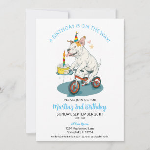Invitation Anniversaire Gâteau de Fête avec un American Staff