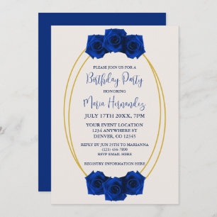 Invitation Anniversaire géométrique Royal Blue et Gold