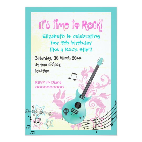 Invitation Anniversaire Girly De Guitare Electrique De Zazzle Fr