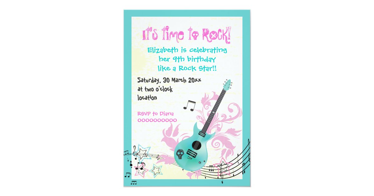 Invitation Anniversaire Girly De Guitare Electrique De Zazzle Fr