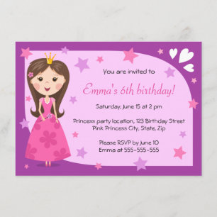 Invitation Anniversaire girly mignon pourpre rose de jolie