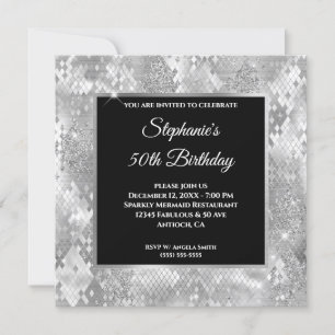 Invitation Anniversaire Glam Serpent Abstrait Paillettes Arge