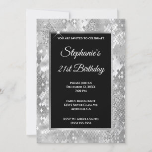 Invitation Anniversaire Glam Serpent Abstrait Paillettes Arge