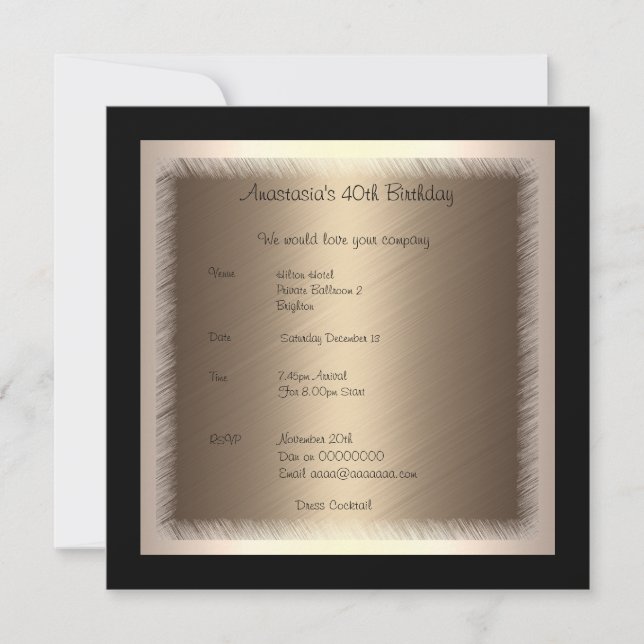 Invitation Anniversaire Glamour 2 (Devant)
