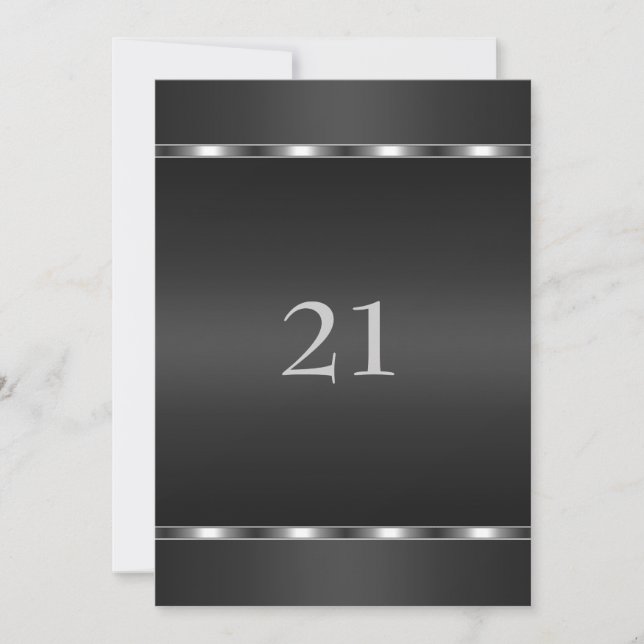 Invitation Anniversaire Glamour Noir et Argent (Devant)