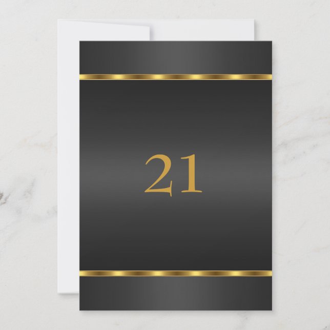Invitation Anniversaire Glamour Noir et Or (Devant)