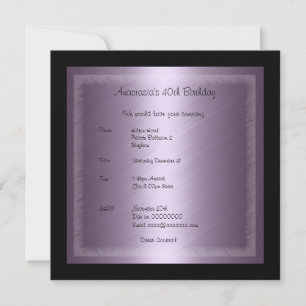 Invitation Anniversaire Glamour Violet